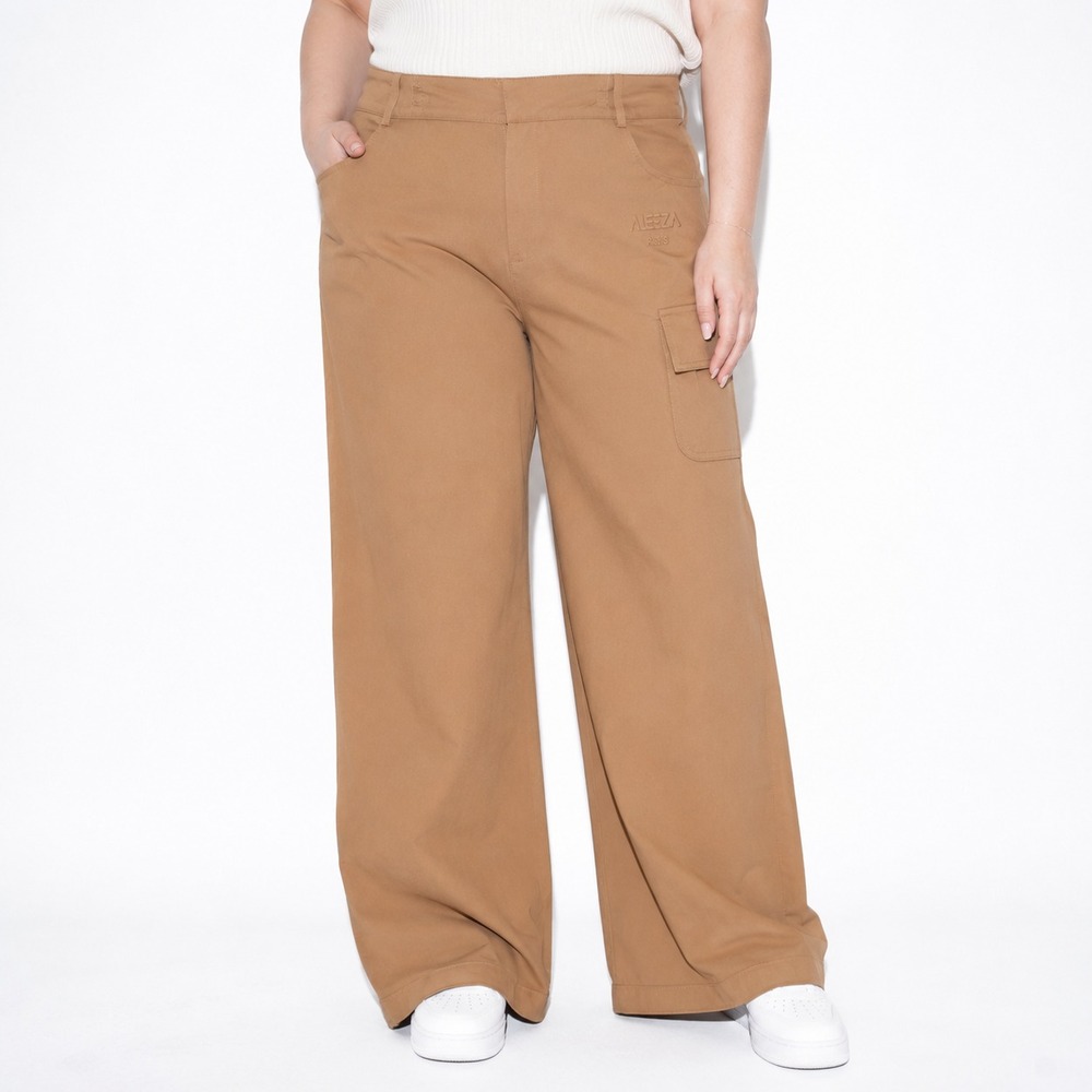 BNWT Aleeza Paris Cargo Pants 1X Pink Belt Loops Wide Leg Casual Wear MSRP $109